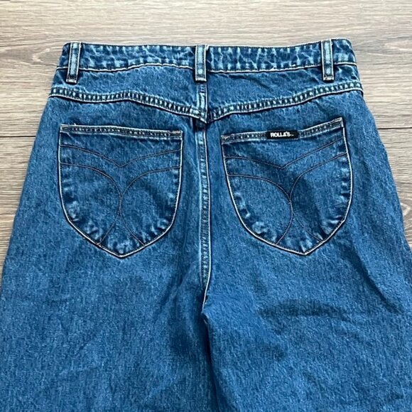 Rolla’s Blue Denim High Rise Wide Leg Dark Wash Pants Jeans Size 28 - Picture 7 of 13